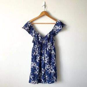 American Eagle  Hawaiian Cut Out Back Crinkle Mini Dress NWT Blue Sz Medium